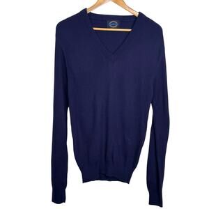 Vintage Jantzen Size Large Made in the USA Navy Blue V-Neck Pullover Sweater